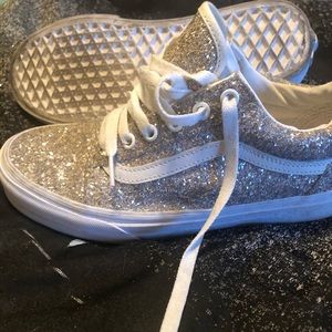 Silver glitter vans